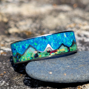 Mountains of Fire & Ice Ring - Titanium Ring by Cotton Street Art Company, handmade jewelry detail photo 8