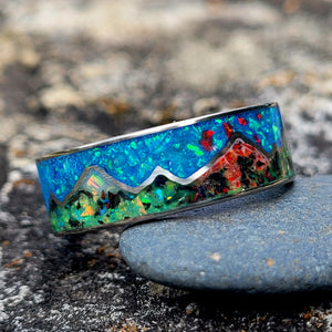 Mountains of Fire & Ice Ring - Titanium Ring by Cotton Street Art Company, handmade jewelry detail photo 2