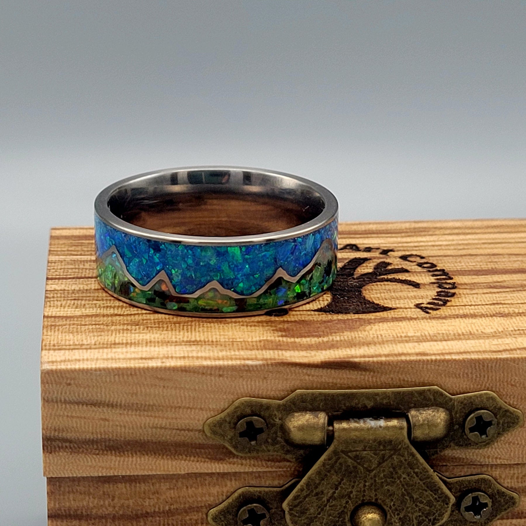 Mountains of Fire & Ice Ring - Titanium Ring by Cotton Street Art Company, handmade jewelry detail photo 10