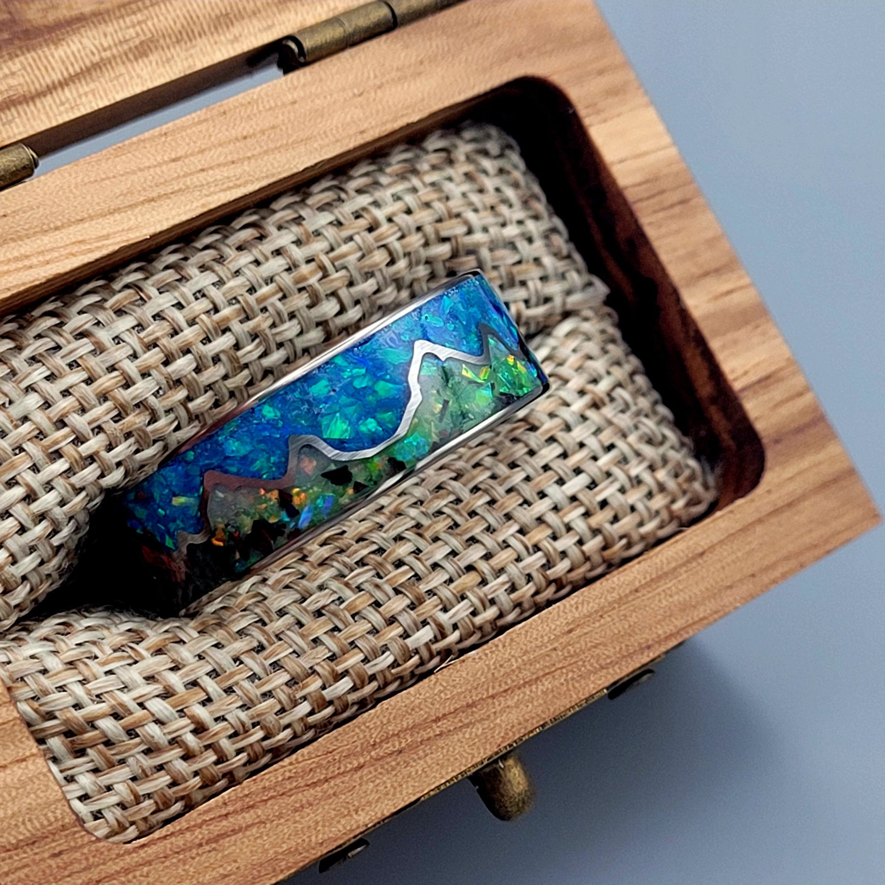 Mountains of Fire & Ice Ring - Titanium Ring by Cotton Street Art Company, handmade jewelry detail photo 6
