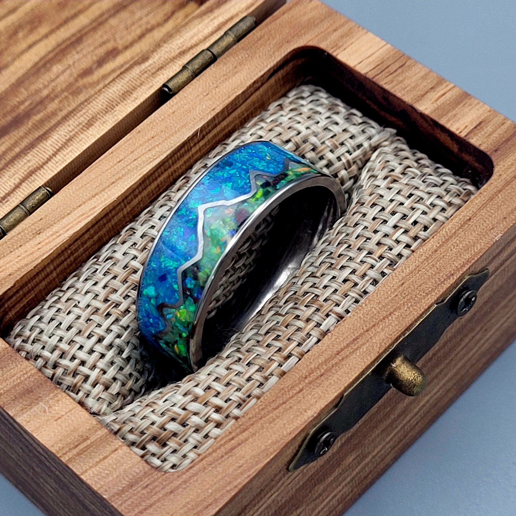Mountains of Fire & Ice Ring - Titanium Ring by Cotton Street Art Company, handmade jewelry detail photo 7