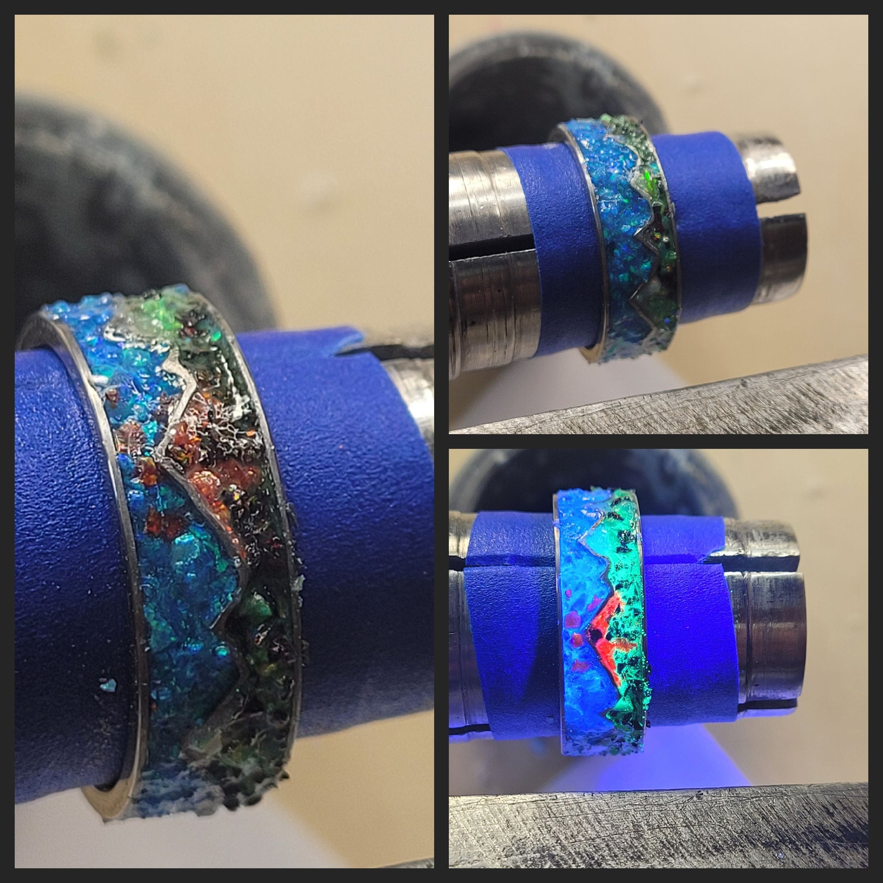 Mountains of Fire & Ice Ring - Titanium Ring by Cotton Street Art Company, handmade jewelry detail photo 5