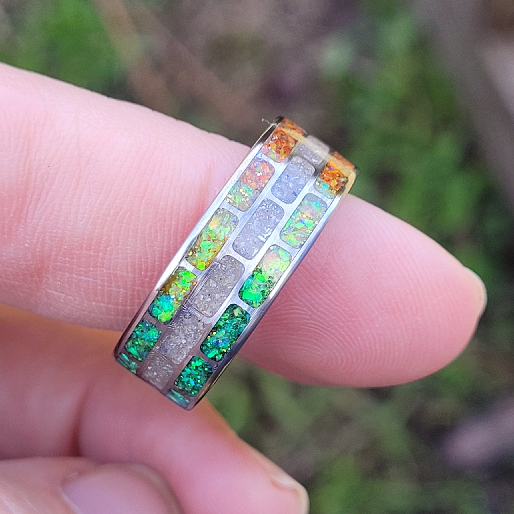Road To The Rainbow Bridge Memorial Ring by Cotton Street Art Company, handmade jewelry detail photo 5