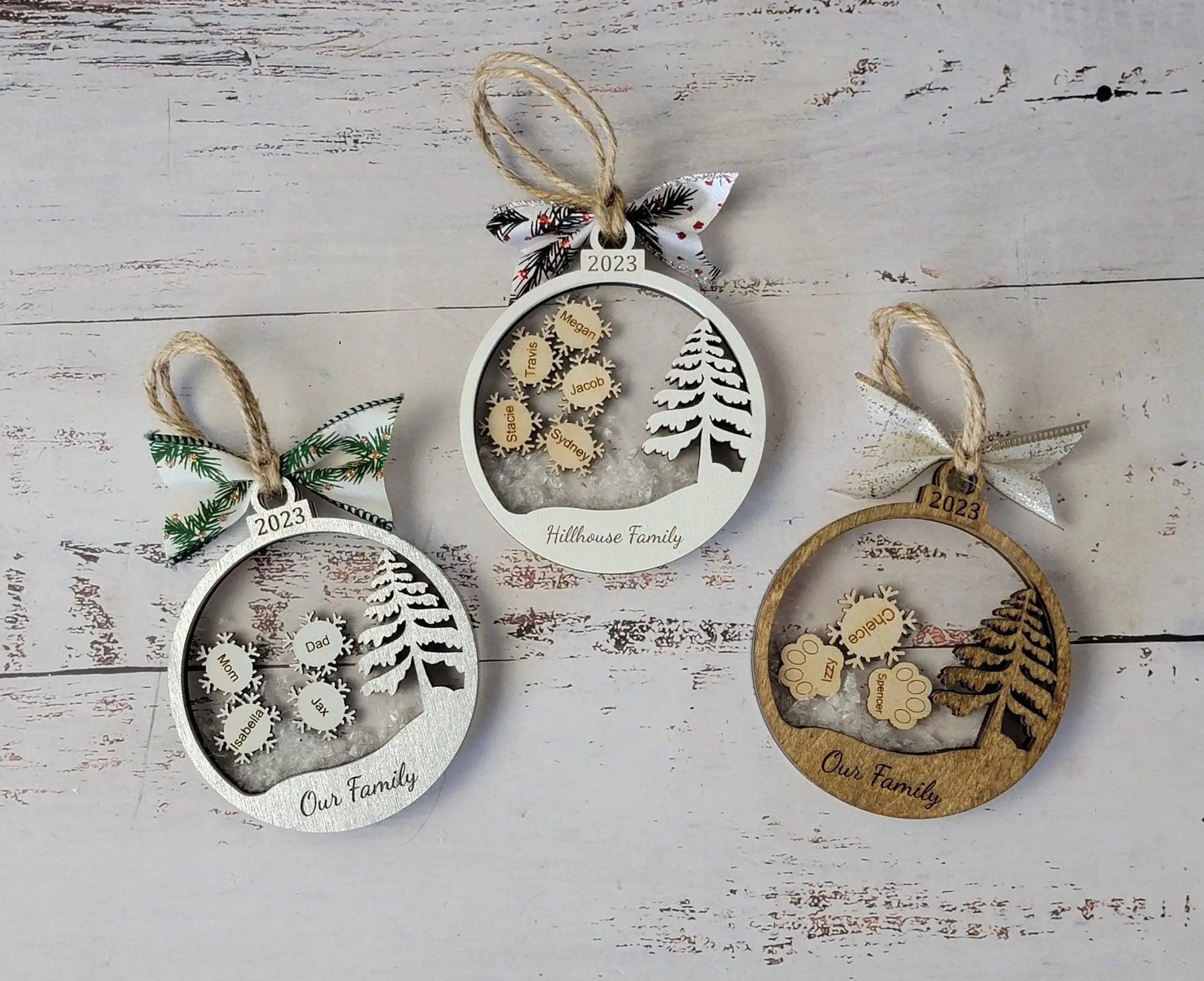 2025 Personalized Snow Globe Family Ornament by EverLee Creations, Southern home decor main product photo