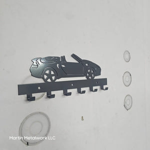 Porsche 911 Convertible Key Hanger – Steel Wall Mounted Key Rack – Sport Car Organizer 12"x6" Garage Entryway Decor detail