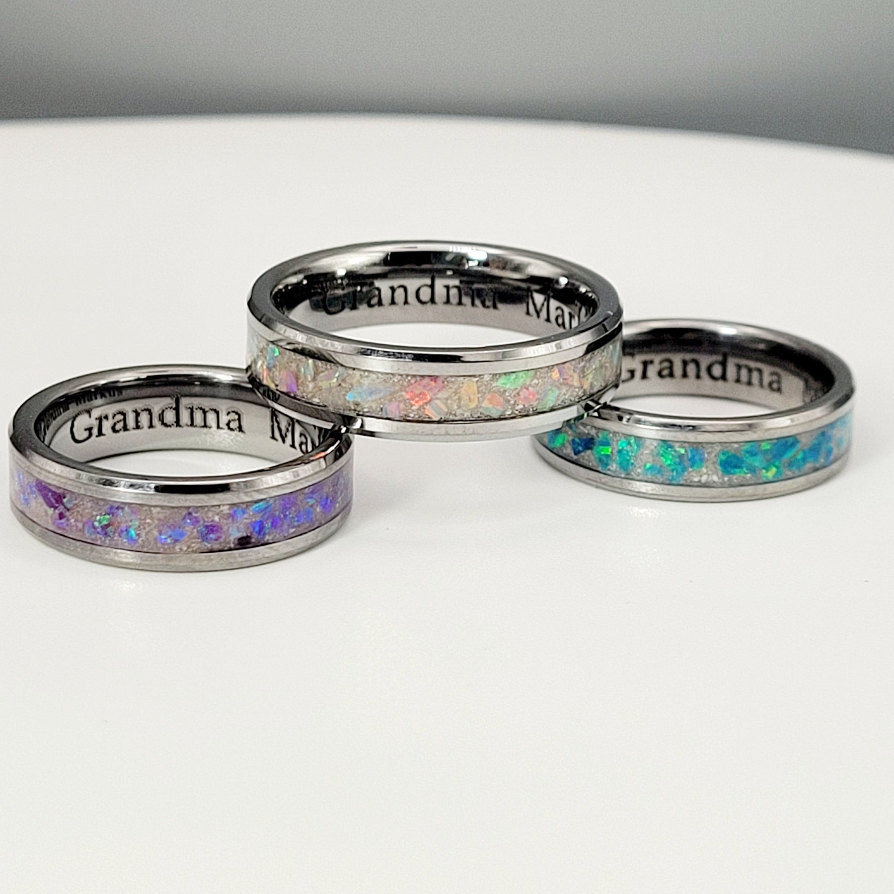 The Taz Opal and Ash Memorial Ring by Cotton Street Art Company, handmade jewelry detail photo 4