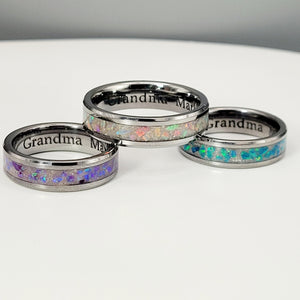 The Taz Opal and Ash Memorial Ring by Cotton Street Art Company, handmade jewelry detail photo 4