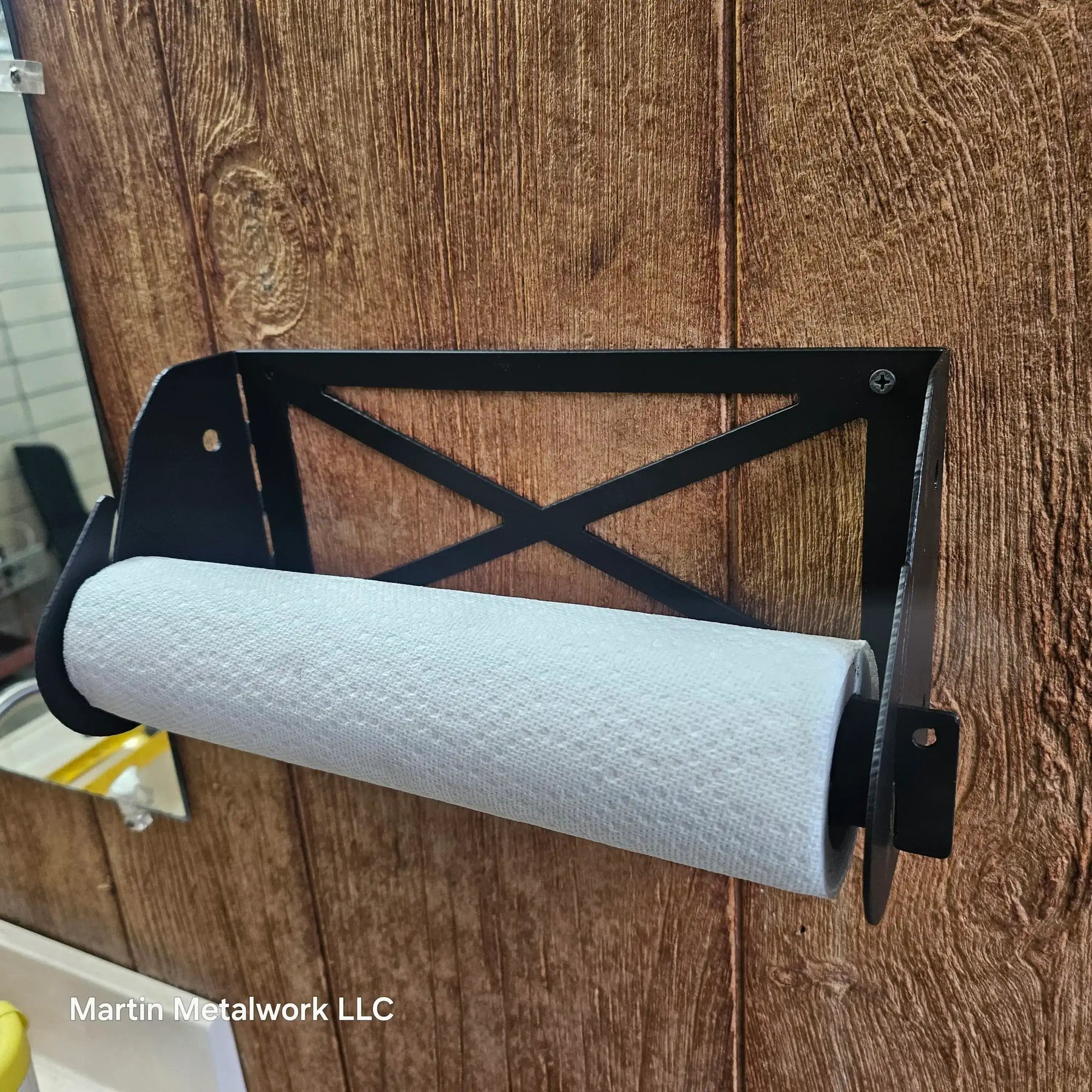 Steel Wall Mounted Paper Towel Holder – Fits Standard & Oversized Rolls detail view by Martin Metalwork LLC