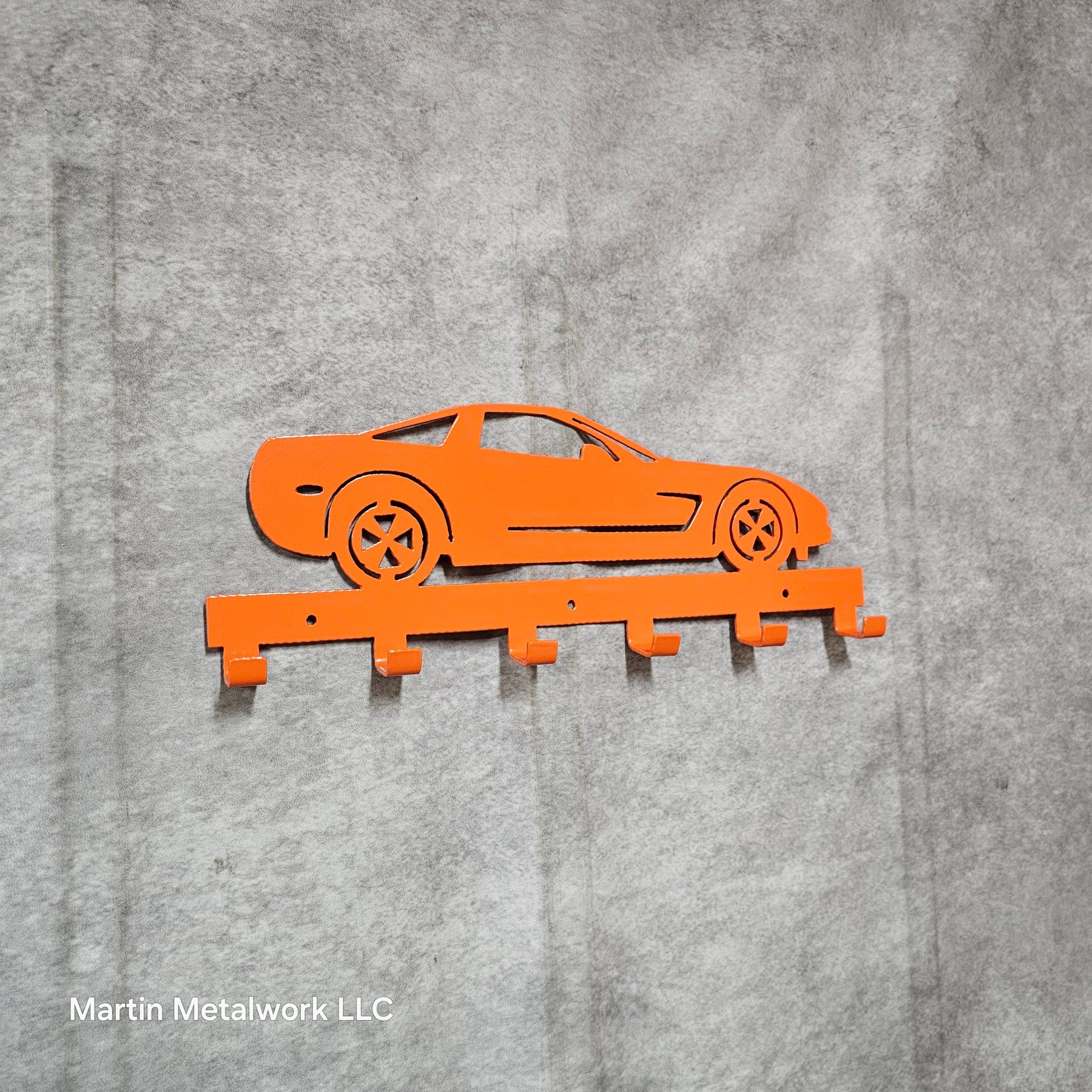 Chevy Corvette Z06 Keychain Rack – Steel Wall Mounted Sports Car Organizer by Martin Metalwork LLC