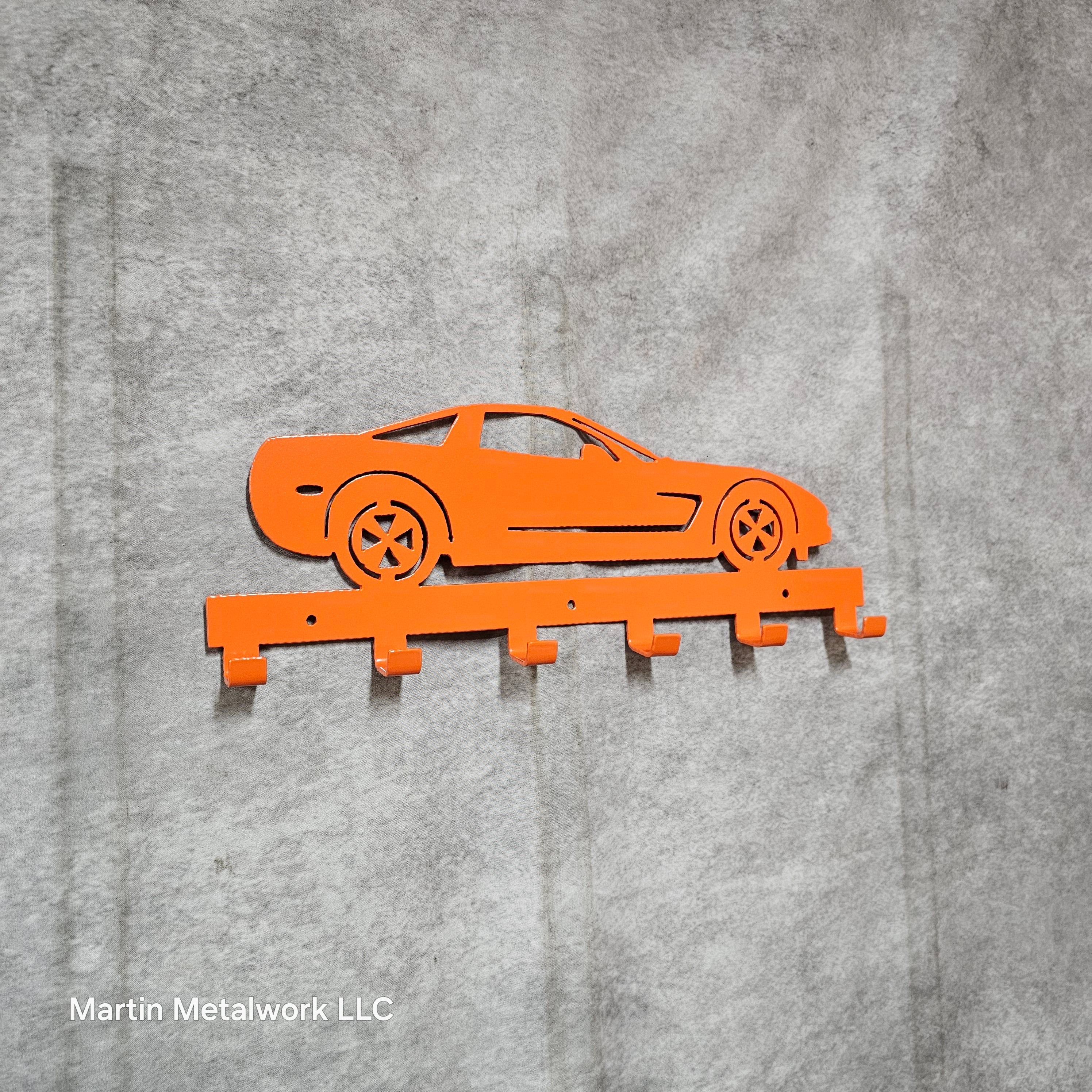 Chevy Corvette Z06 Keychain Rack – Steel Wall Mounted Sports Car Organizer by Martin Metalwork LLC