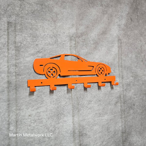 Chevy Corvette Z06 Keychain Rack – Steel Wall Mounted Sports Car Organizer by Martin Metalwork LLC