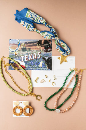 The Arli Green Rondelle Beaded Necklace detail view by London Crafted