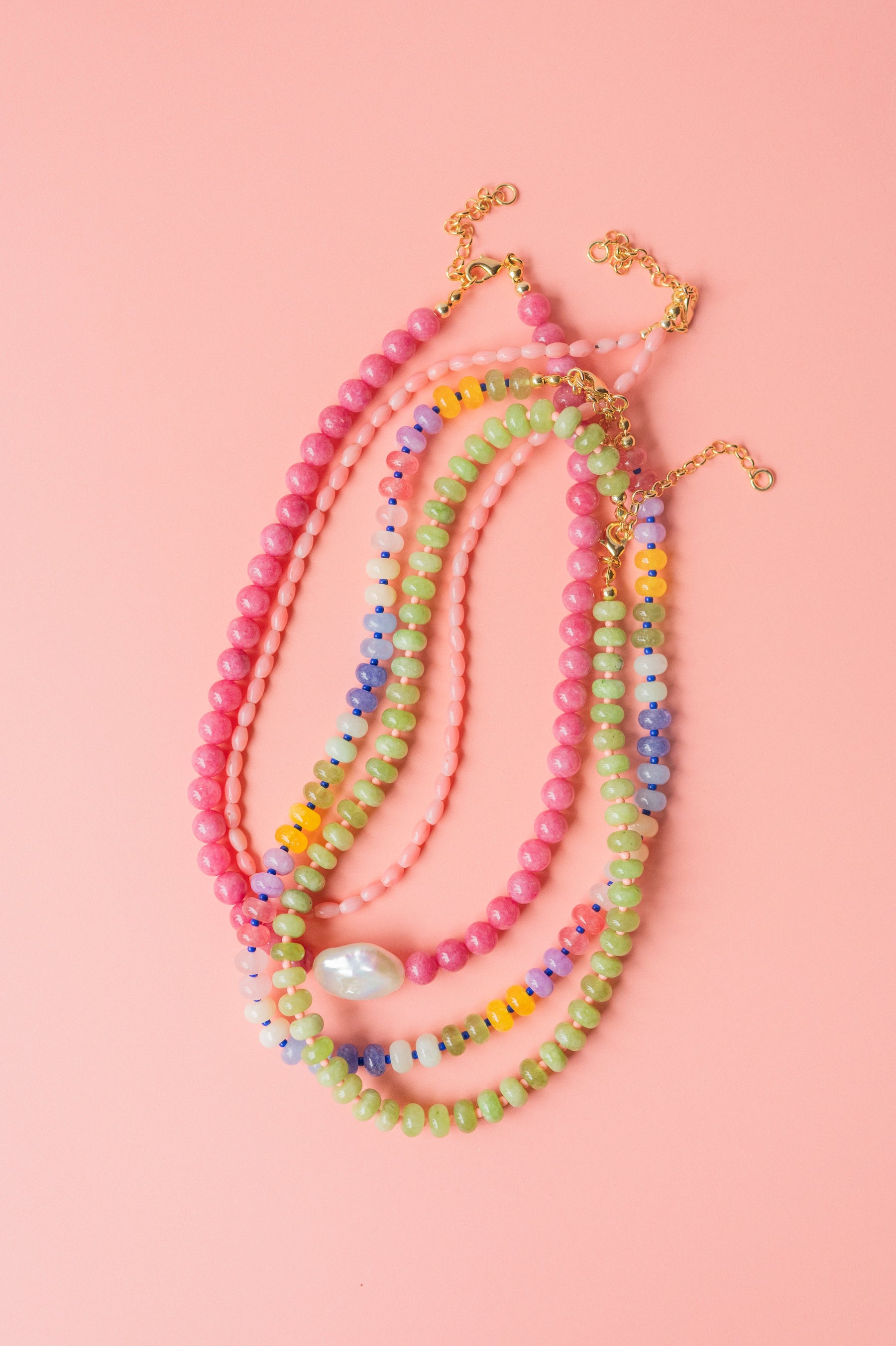 The Tilly Multicolor Beaded Necklace detail view by London Crafted