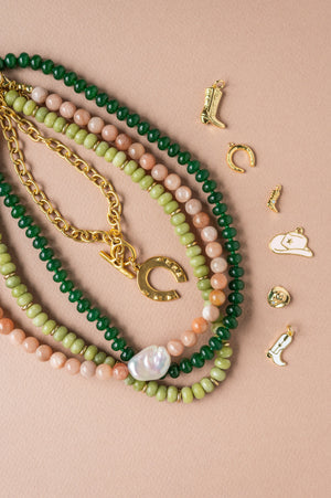 The Dallas Light Brown Beaded Pearl Necklace detail view by London Crafted