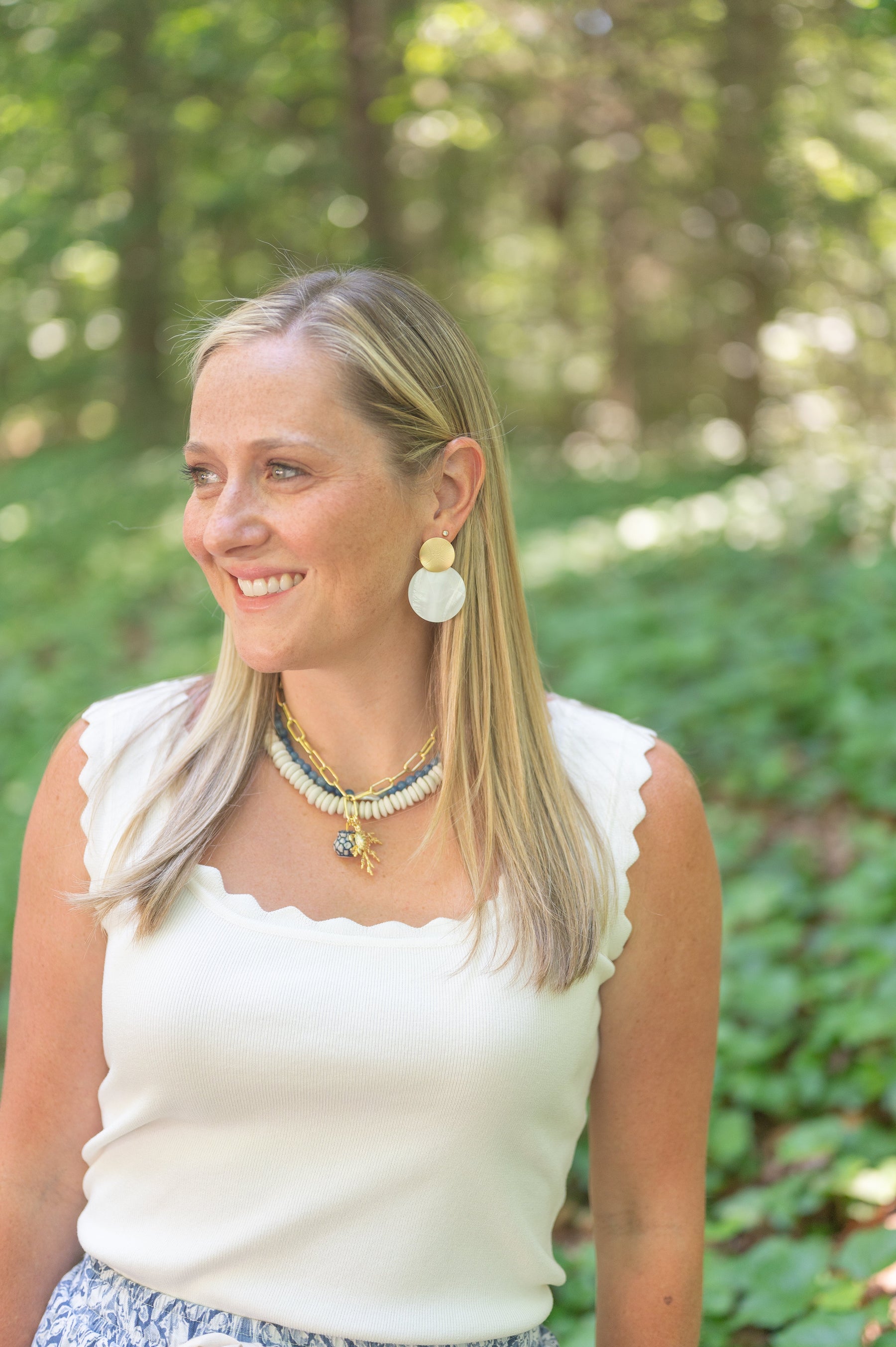 The Camden Blue Aventurine and Pearl Beaded Necklace detail view by London Crafted