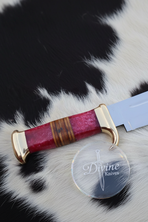 D2 Steel Razor Sharp Bowie with Red Handle product detail, view 4