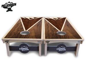 Stained Mountain Scene Cornhole Boards - Pro Solution Elite Series