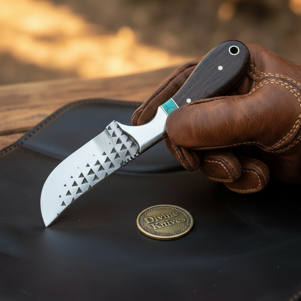 Rosewood Turquoise Bull Cutter Knife by Divine Knives, product view 2