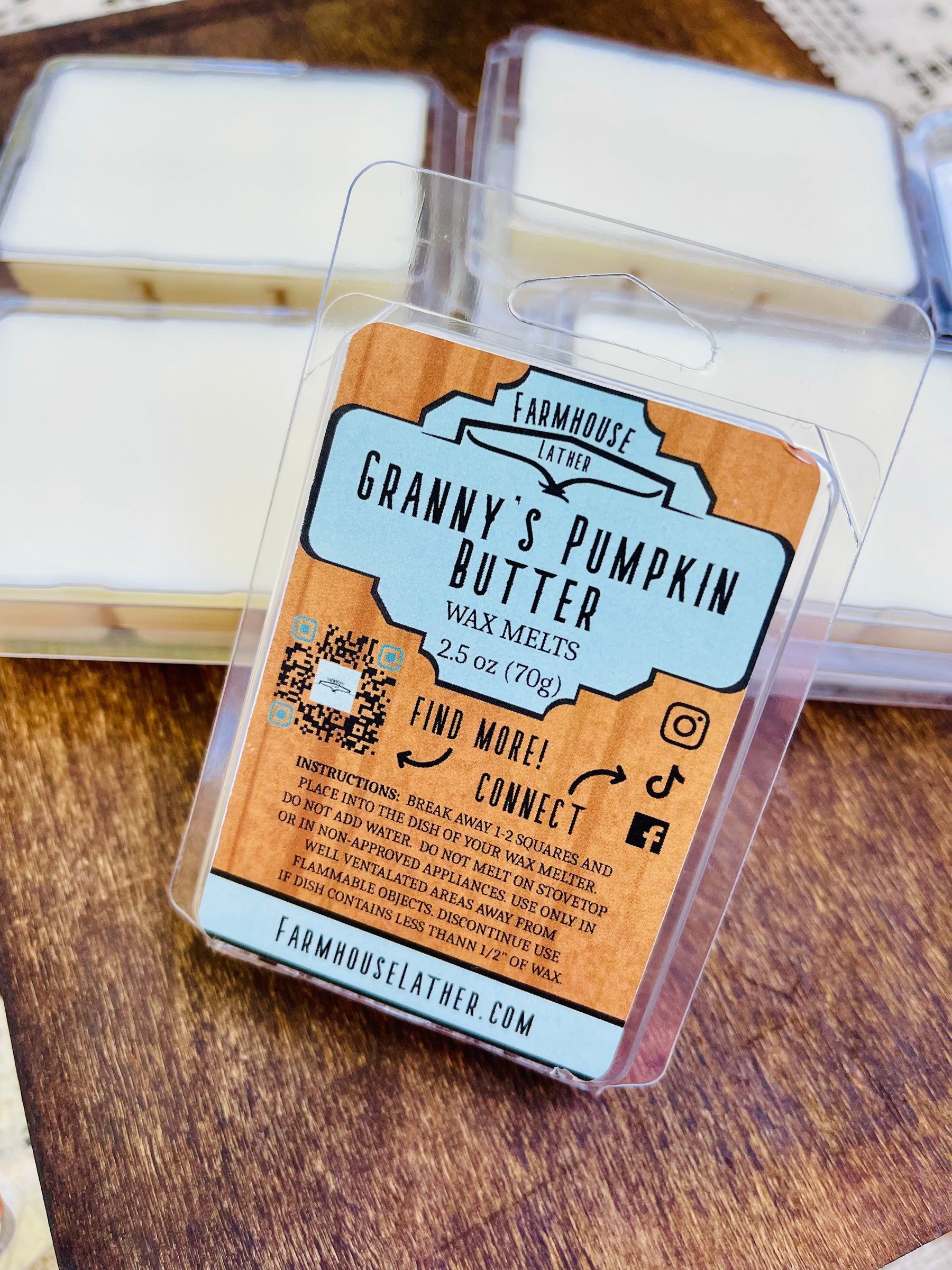 Farmhouse Lather Grannys Pumpkin Butter Wax Melt Bar image 1 for Southern handmade bath and body gifts