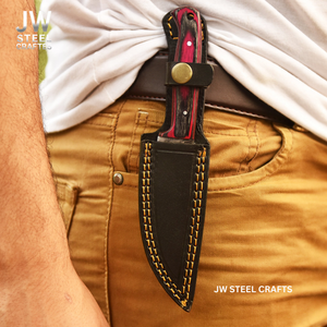 Twilight Resin Bushcraft Knife 8" Pink & Blue Pakka Wood Handle | JW SteelCrafts detail view by JW SteelCrafts