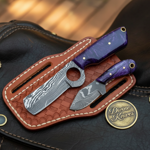Loop Hole Purple Resin Bull Cutter & Skinner Set by Divine Knives, product view 2