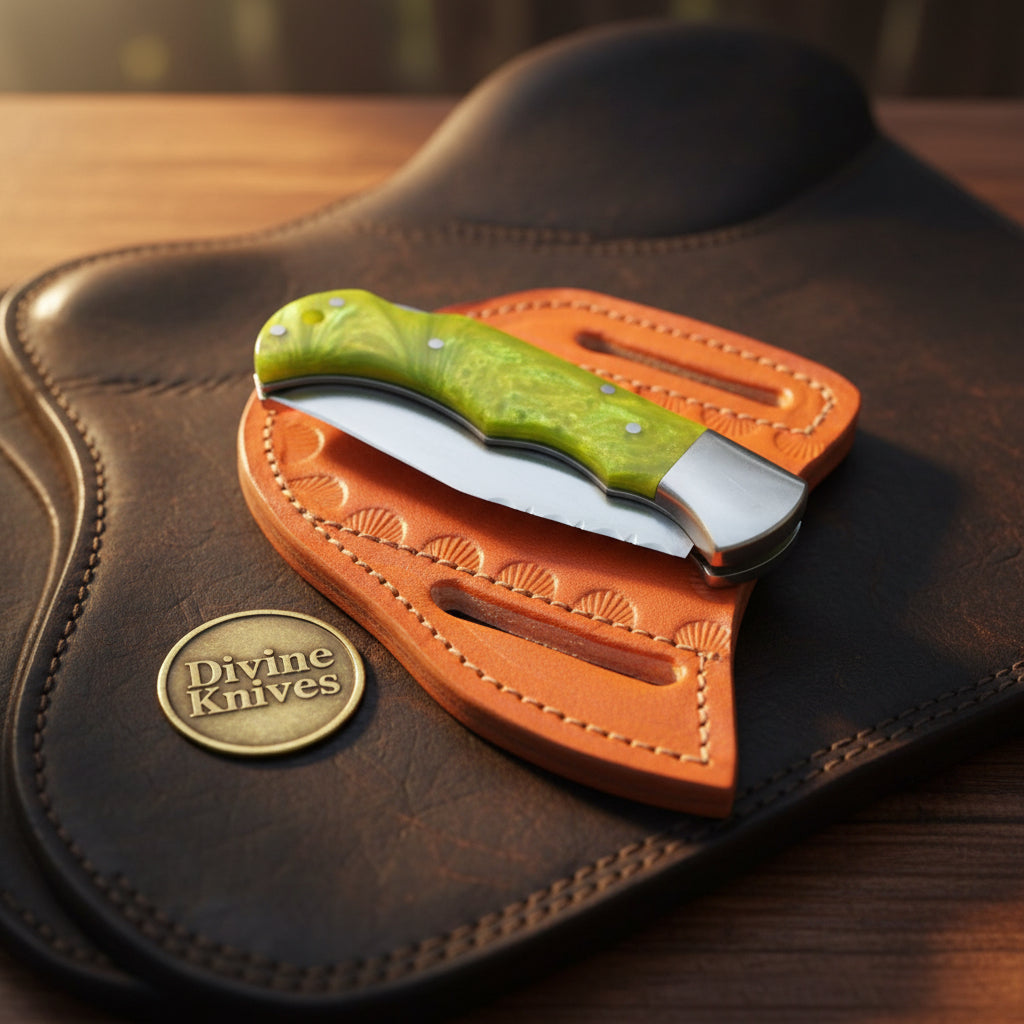 Lime Green Resin Lockback Pocket Knife with product detail, view 6