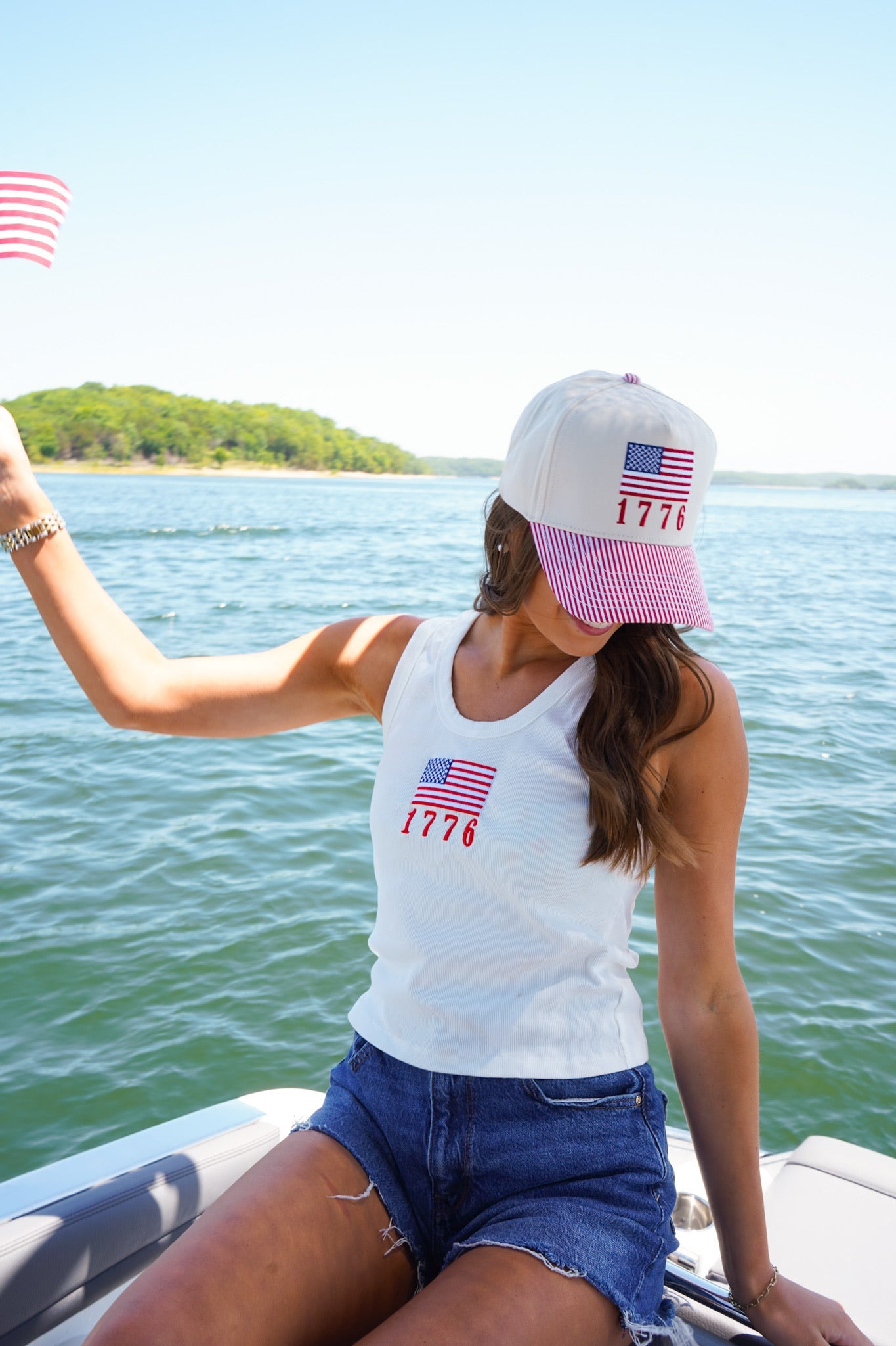 1776 American Flag Hat by KenzKustomz — product view 4