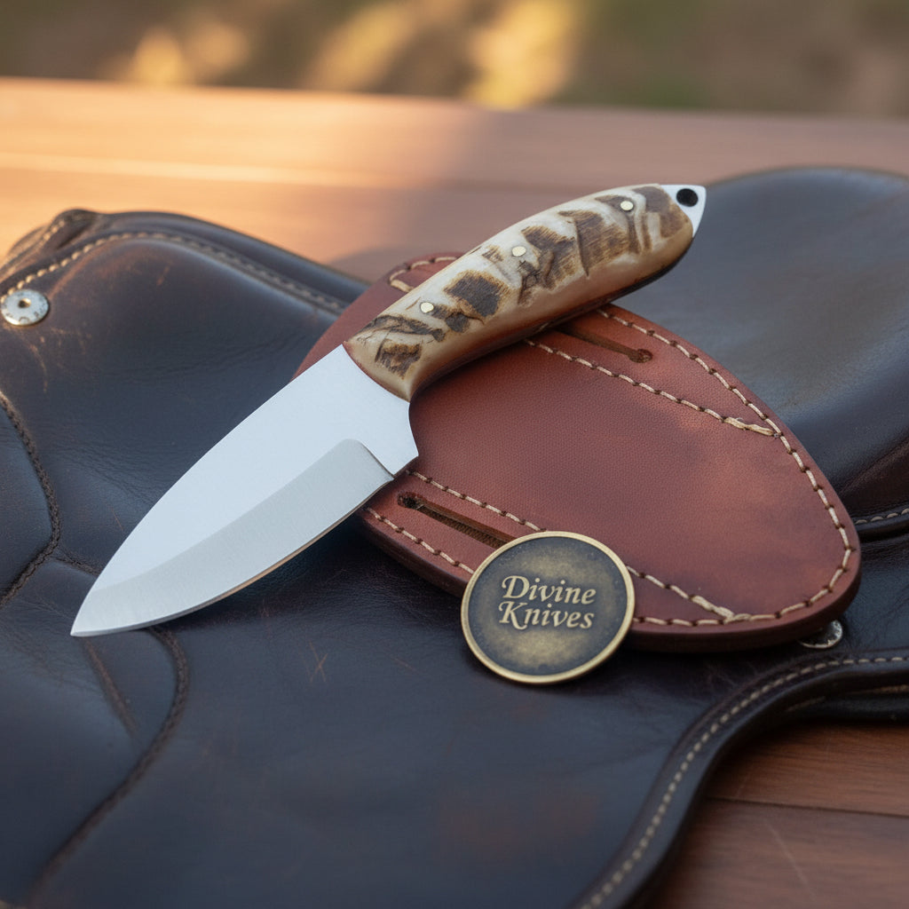 Ram Horn Drop Point Hunter Knife for Hunters by Divine Knives