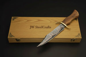 Timberland Trapper Bowie Knife 10" Handmade Damascus Presentation Box