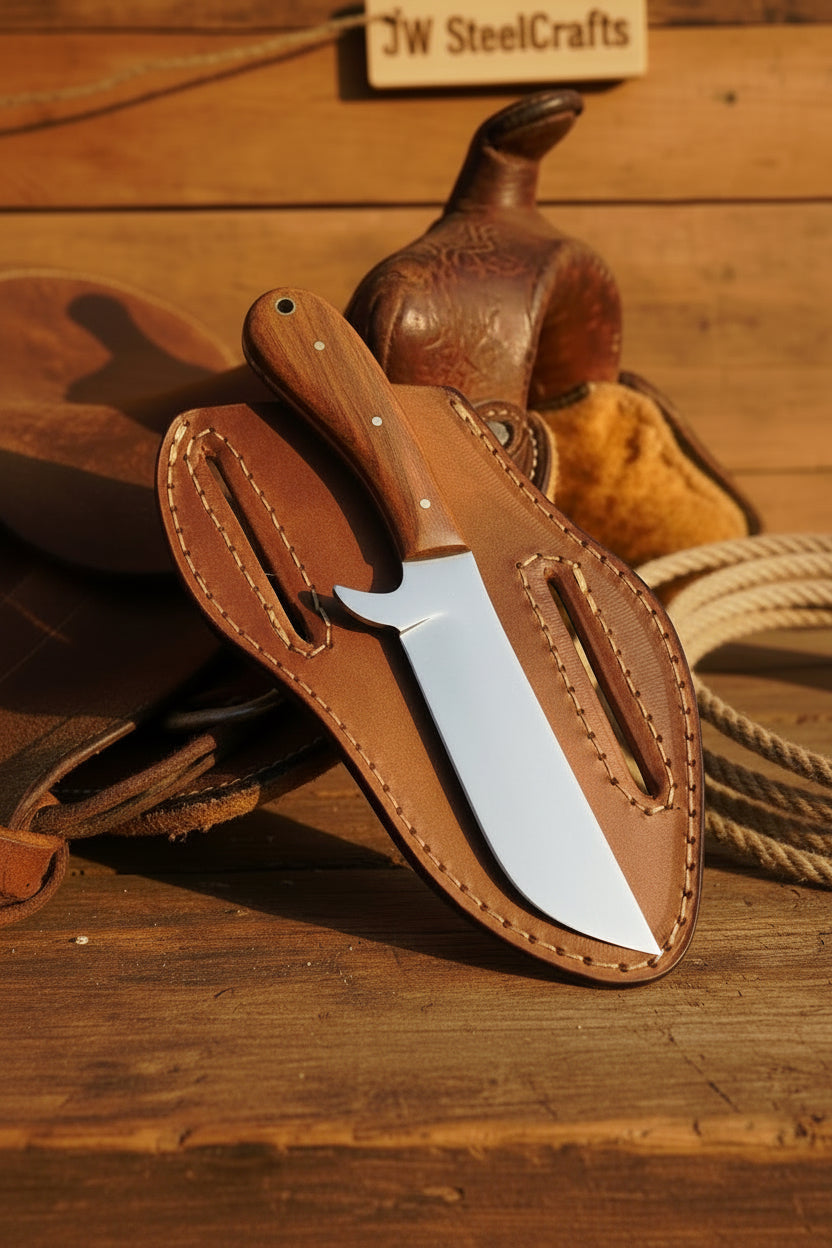 Timberline Ranch Skinner Knife 9" Handmade Damascus Wood Handle