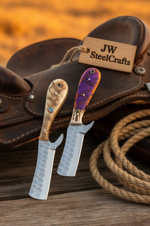 Canyon Trail Bull Cutter Set 8" Handmade Dimple-Textured Carbon Duo