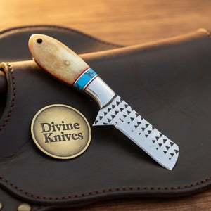 Turquoise & Bone Rasp Bull Cutter Knife with product detail, view 6