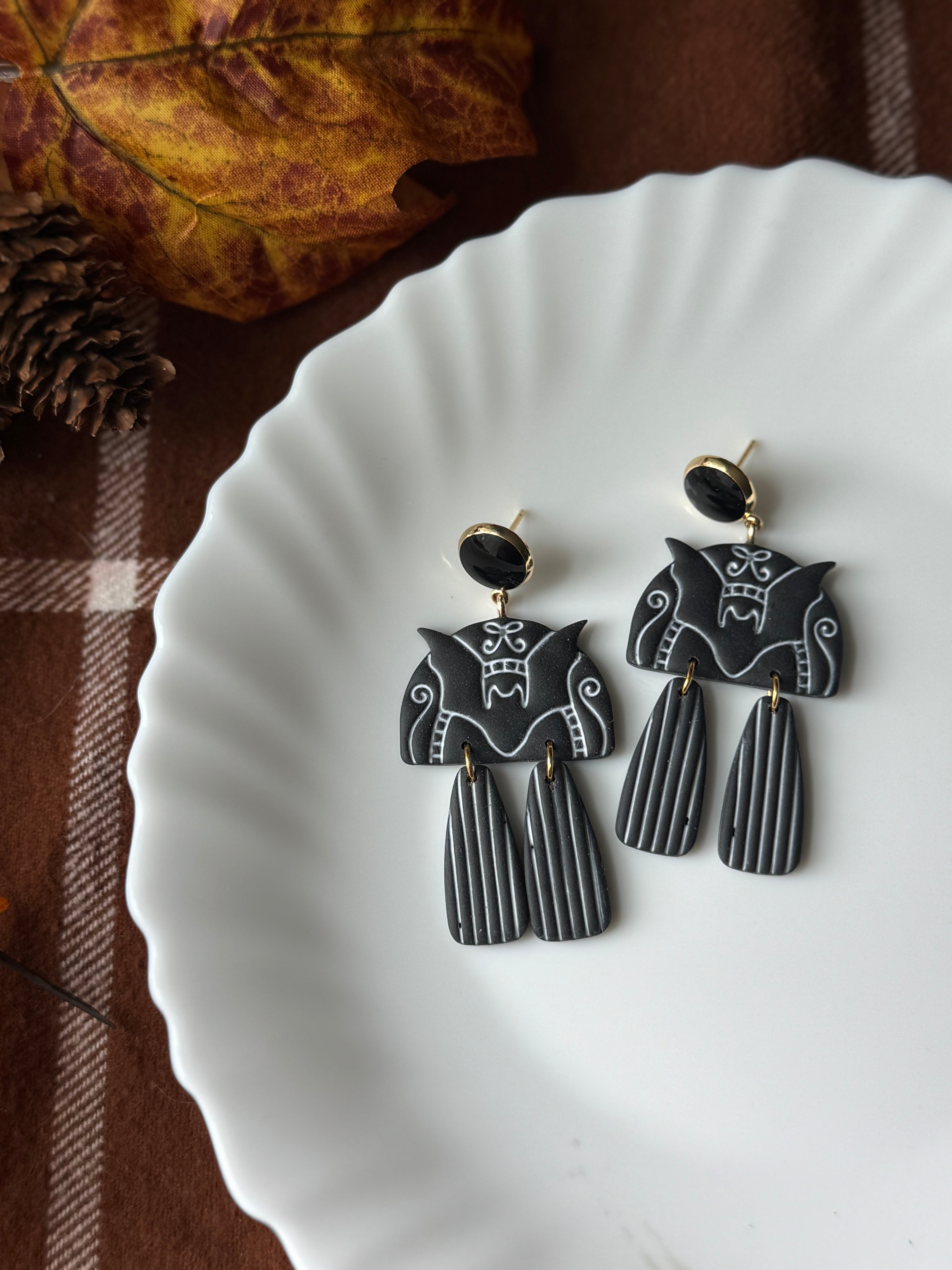 After Dusk Black handmade polymer clay earrings by Shop Something Earthy — view 1 of 2