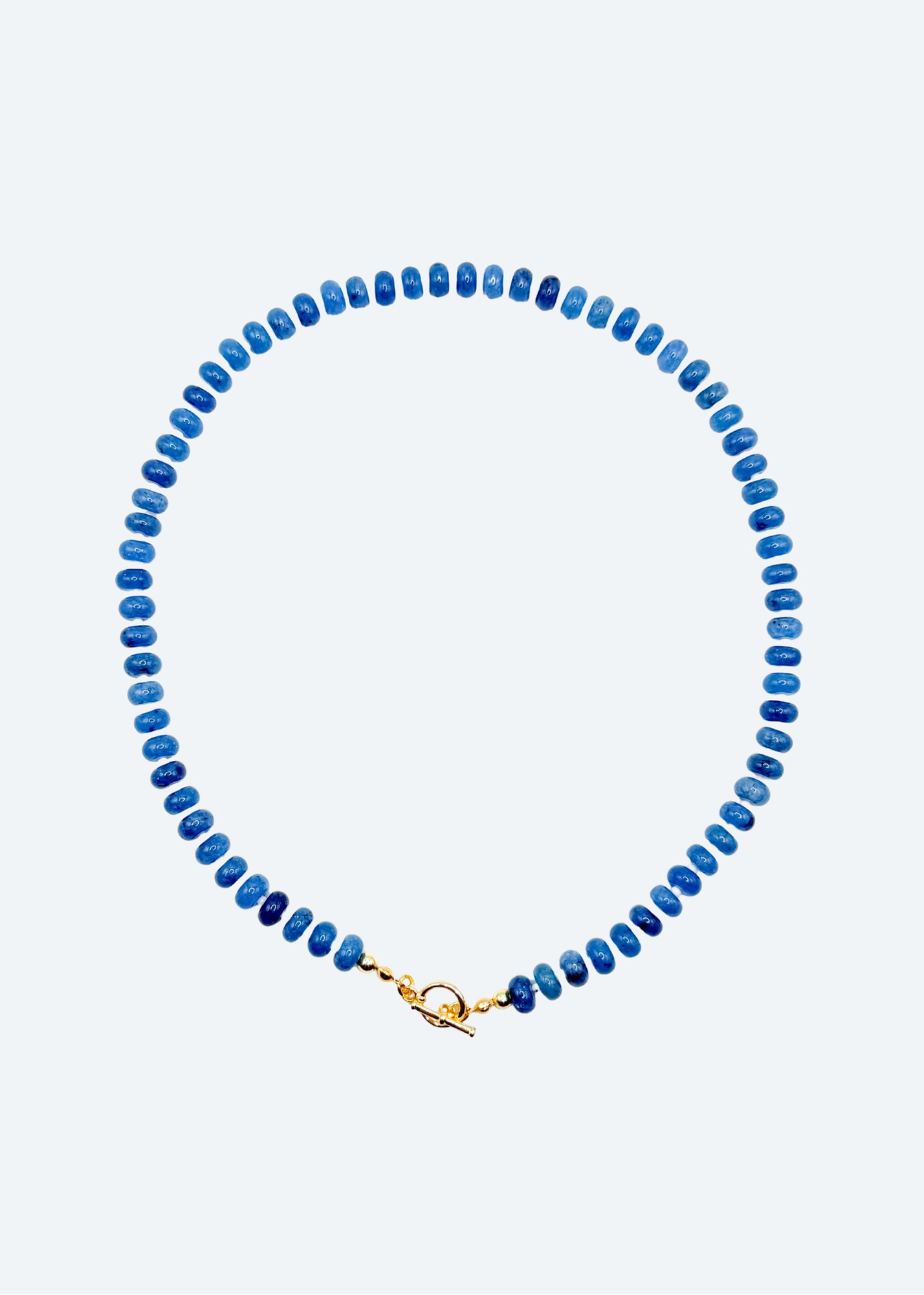The Albany Blue and White Rondelle Beaded Necklace detail view by London Crafted