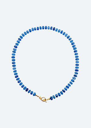 The Albany Blue and White Rondelle Beaded Necklace detail view by London Crafted
