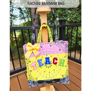 Personalized Teacher Bandana Tote Bag handmade by Maypop House Designs