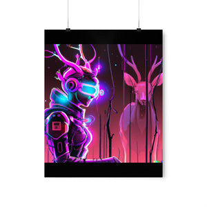 futuristic woman and deer Posters