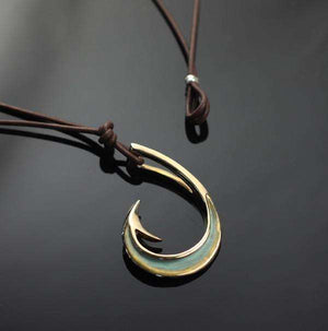 Two Way Large Bronze Circle Hook Necklace detail view by Anisa Jewelry