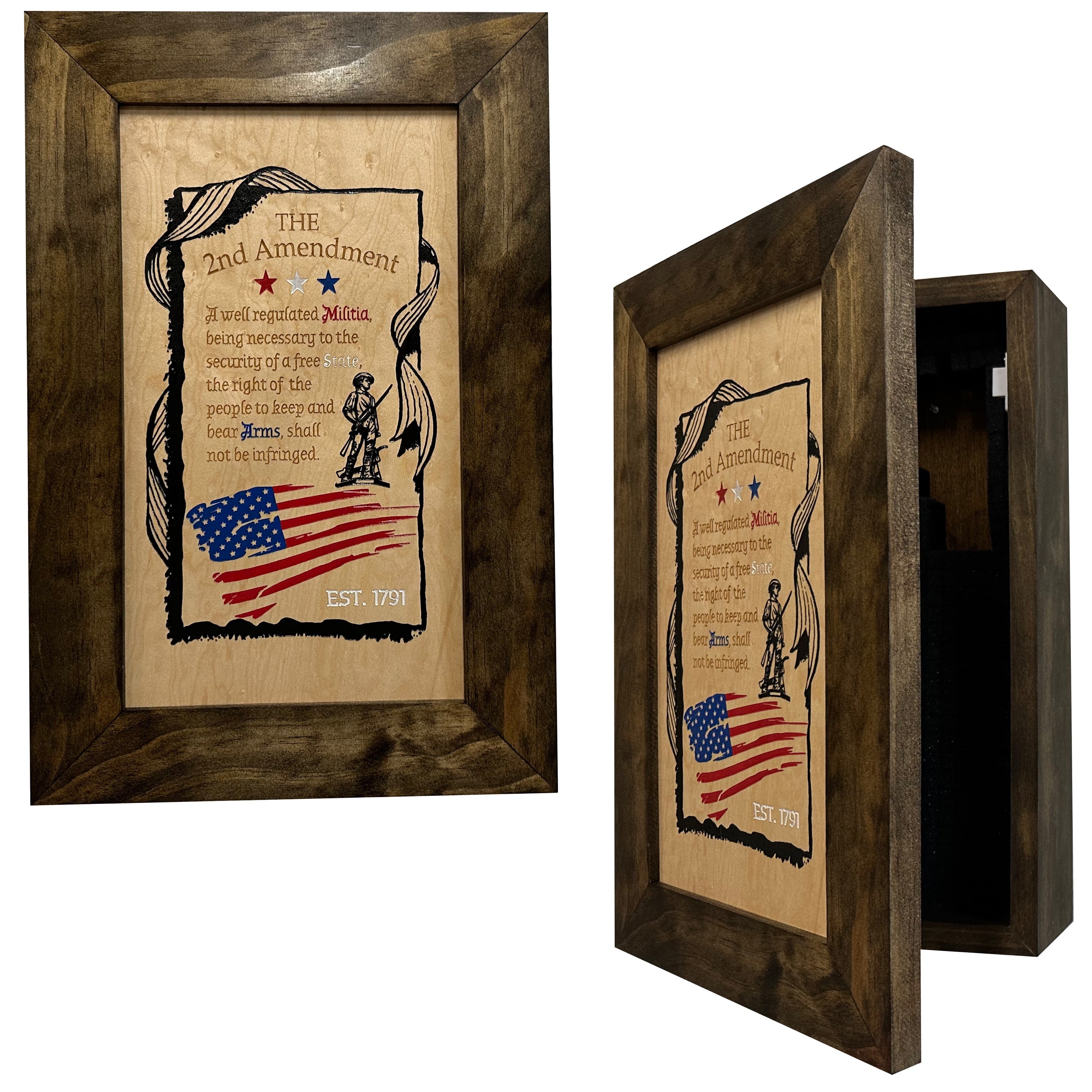 2nd Amendment Gun Safe - Wall Mounted Decorative Secure Gun Cabinet by Bellewood Designs, Southern home decor main product photo