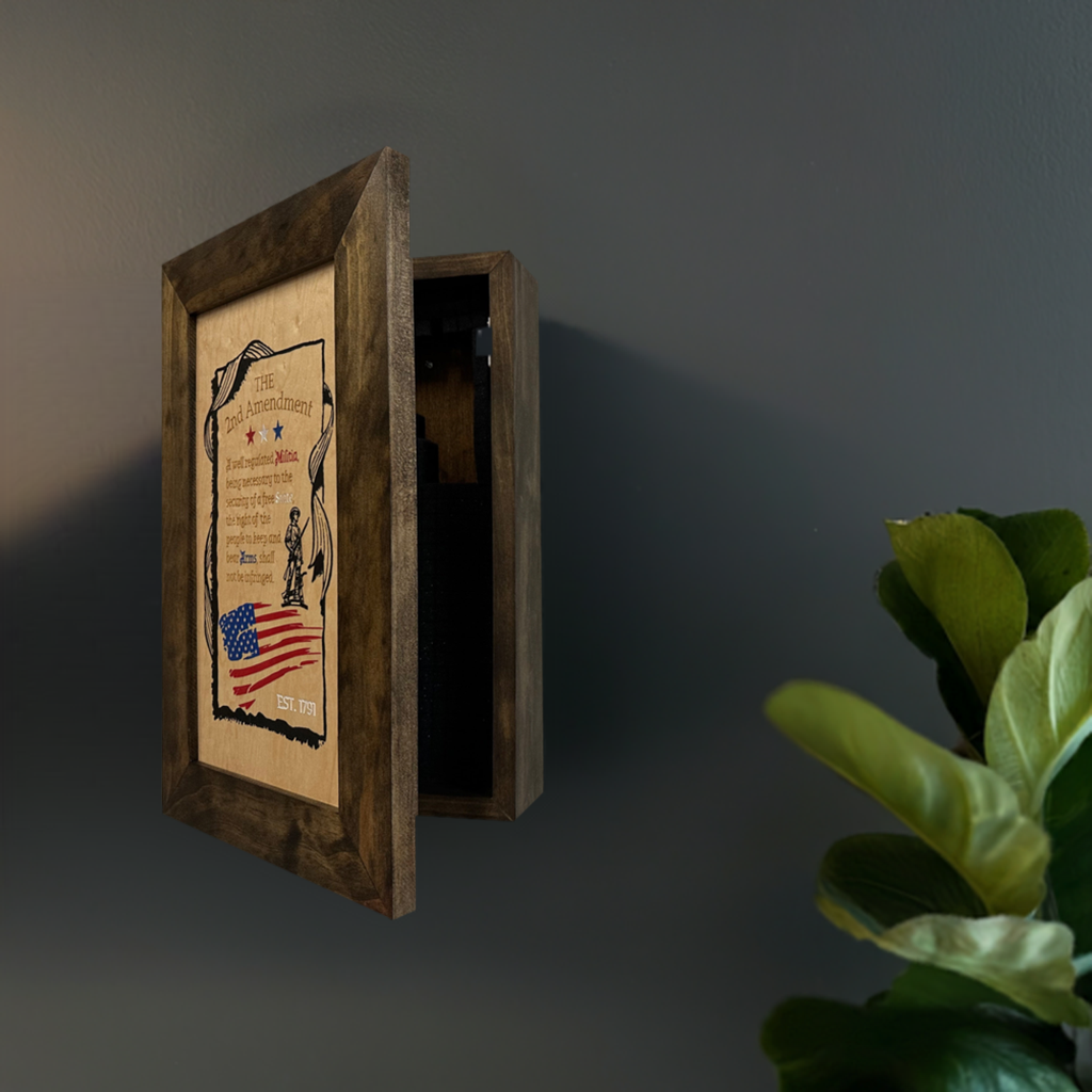 2nd Amendment Gun Safe - Wall Mounted Decorative Secure Gun Cabinet by Bellewood Designs, Southern home decor detail photo 2