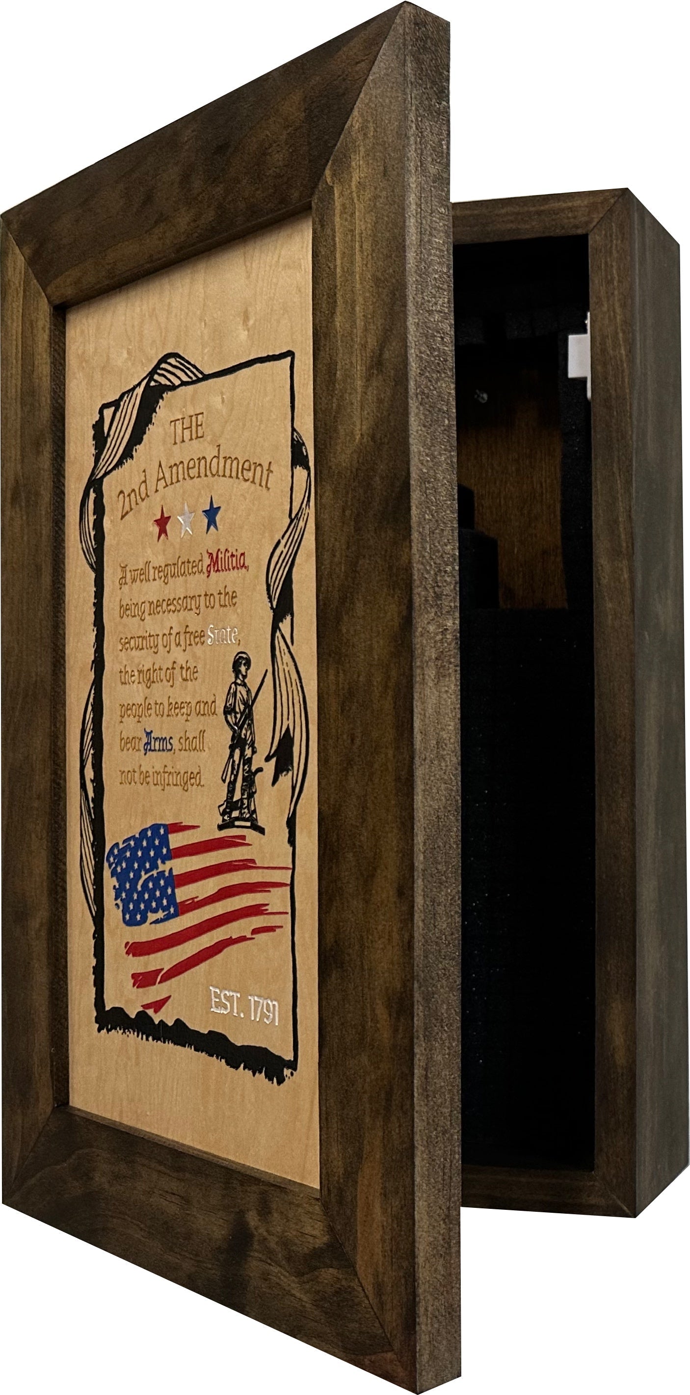 2nd Amendment Gun Safe - Wall Mounted Decorative Secure Gun Cabinet by Bellewood Designs, Southern home decor detail photo 5