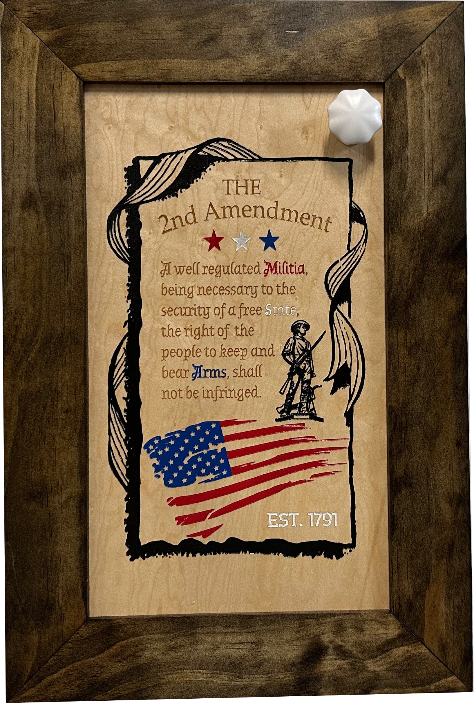 2nd Amendment Gun Safe - Wall Mounted Decorative Secure Gun Cabinet by Bellewood Designs, Southern home decor detail photo 4