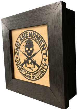 Second Amendment Hidden Gun Safe, 2nd Amendment Skull Concealment Shelf by Bellewood Designs, Southern home decor detail photo 5