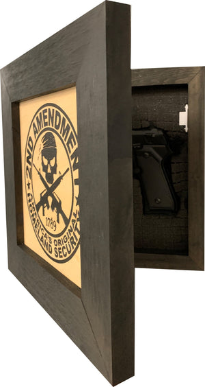 Second Amendment Hidden Gun Safe, 2nd Amendment Skull Concealment Shelf by Bellewood Designs, Southern home decor detail photo 2