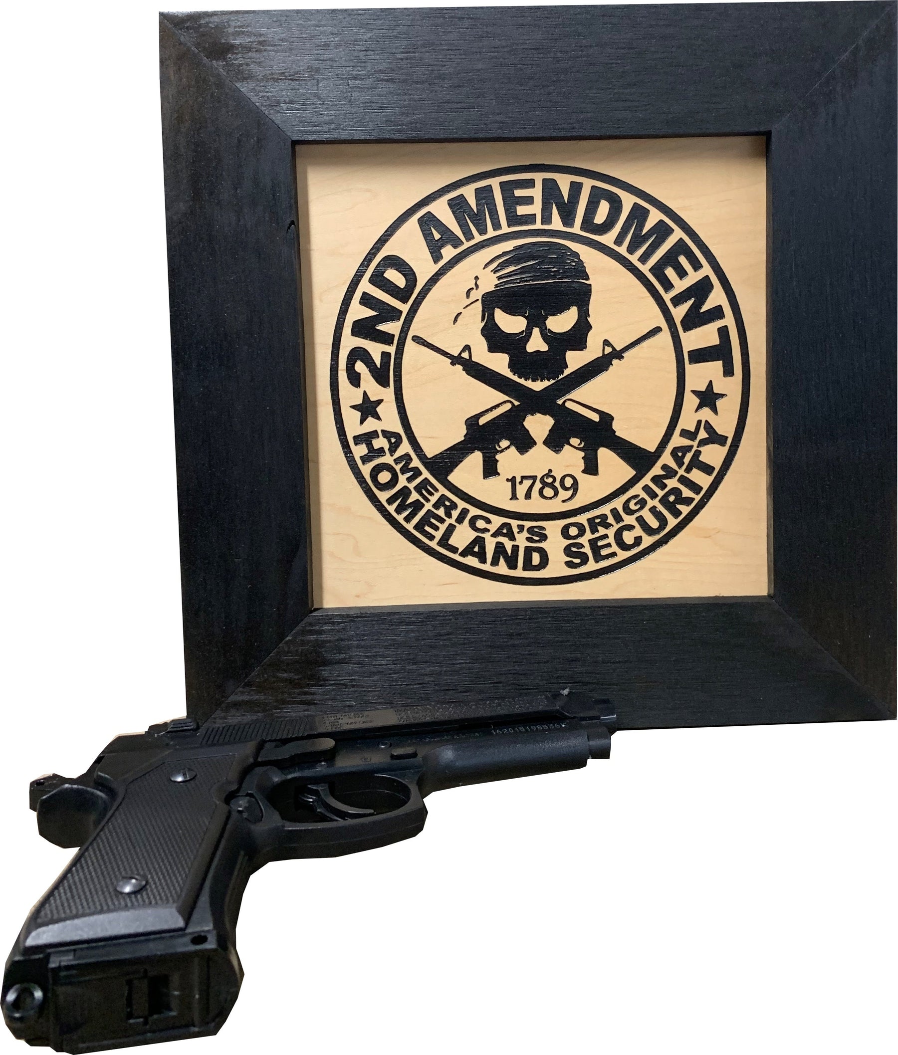 Second Amendment Hidden Gun Safe, 2nd Amendment Skull Concealment Shelf by Bellewood Designs, Southern home decor main product photo