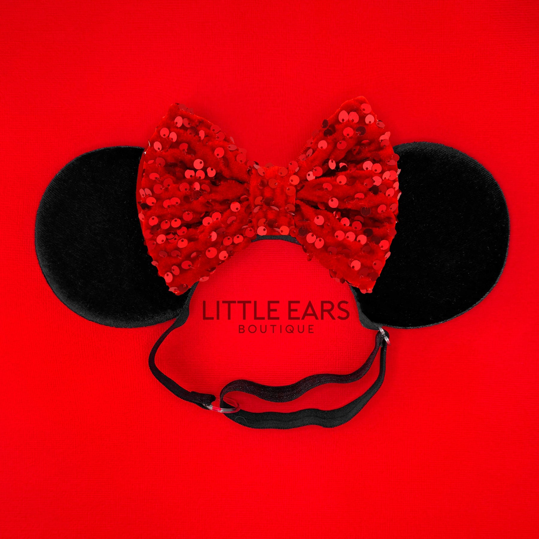 Red Velvet Elastic Ears by Little Ears Boutique, children's boutique clothing detail photo 2