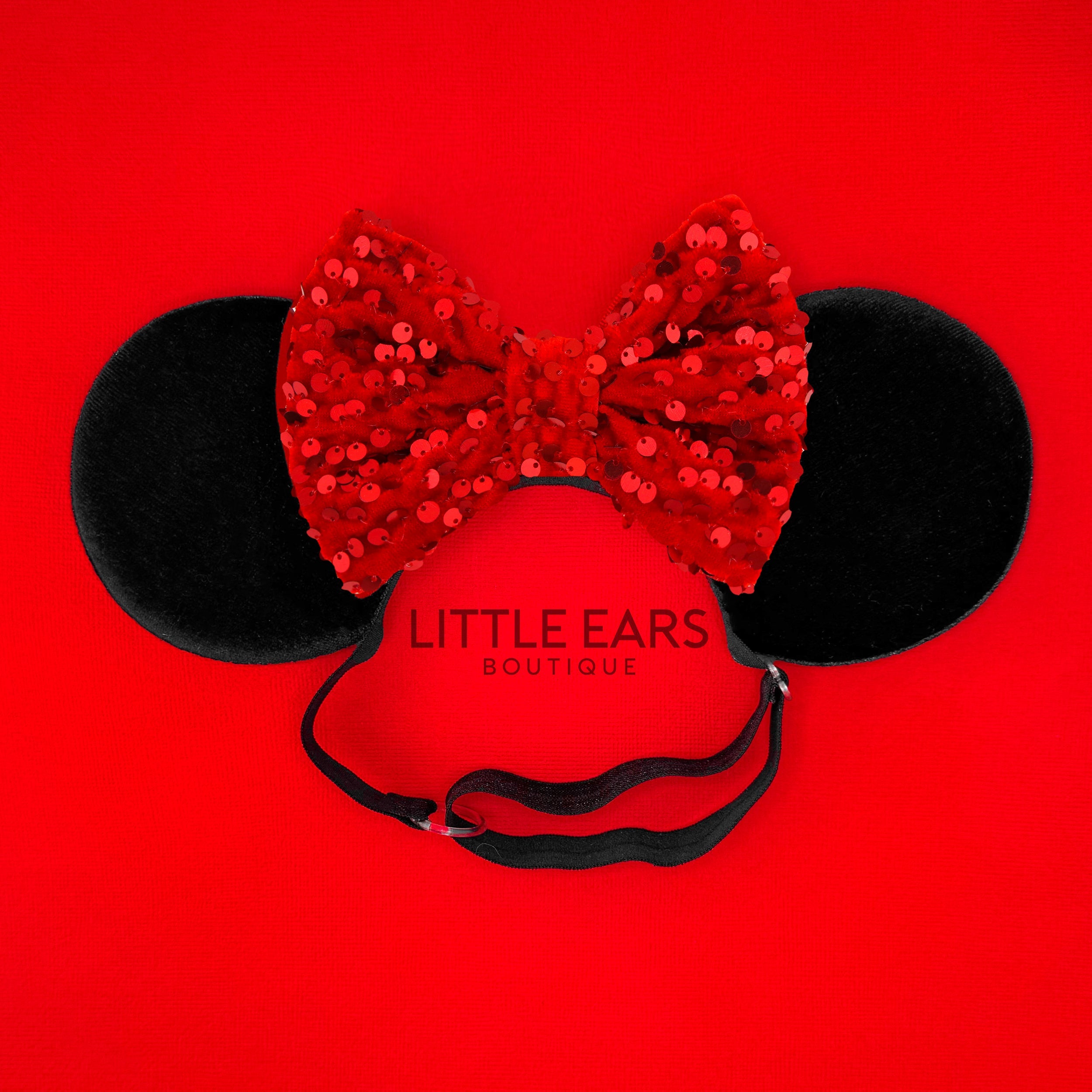 Red Velvet Elastic Ears by Little Ears Boutique, children's boutique clothing detail photo 2