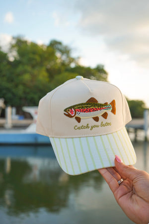 Catch You Later - Green Stripe Hat by KenzKustomz — product view 1