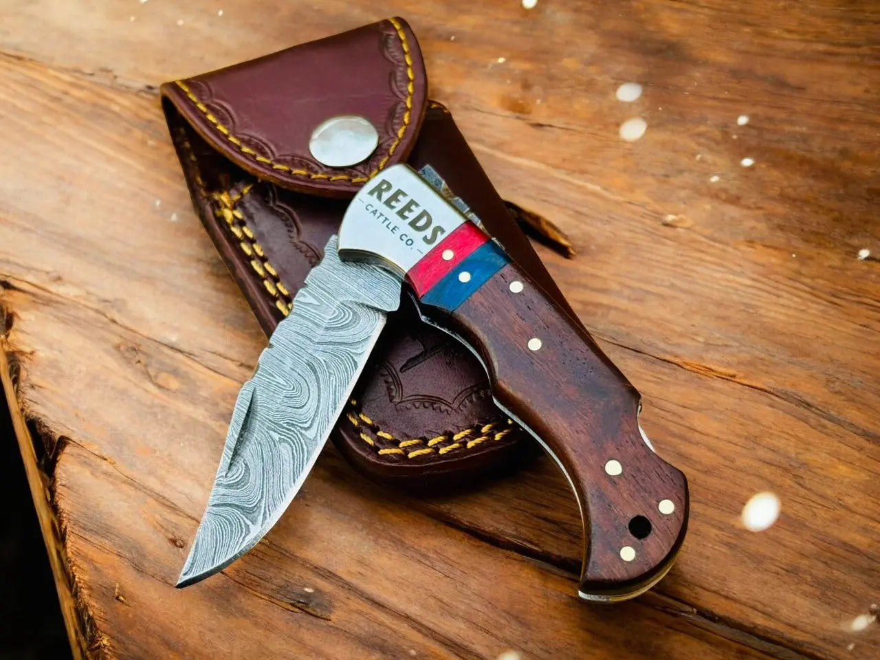 3-Inches Pocket Knife – Damascus Folding Blade with Pakka Wood Handle by Damascus Knife Store, Damascus knife main product photo
