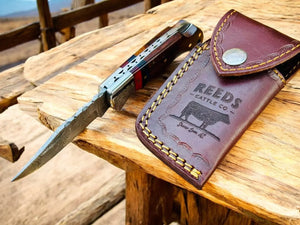3-Inches Pocket Knife – Damascus Folding Blade with Pakka Wood Handle by Damascus Knife Store, Damascus knife detail photo 2